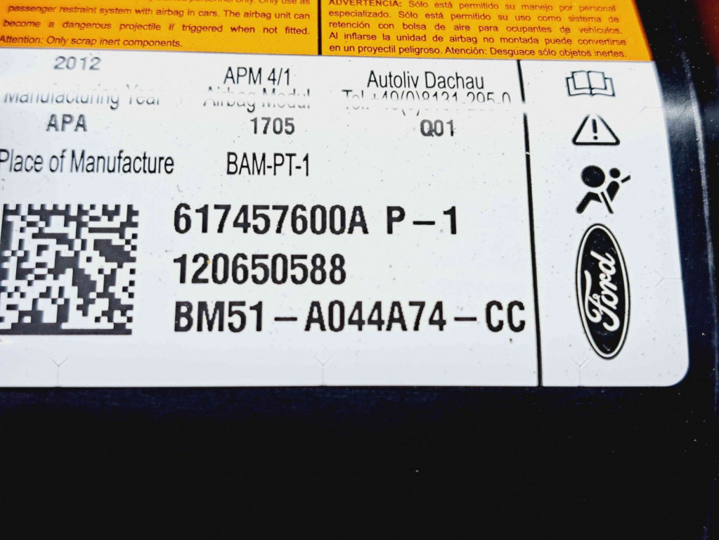 Airbag pasager Ford Focus 3 (CB8) [Fabr 2011-2015] BM51-A044A74-CC