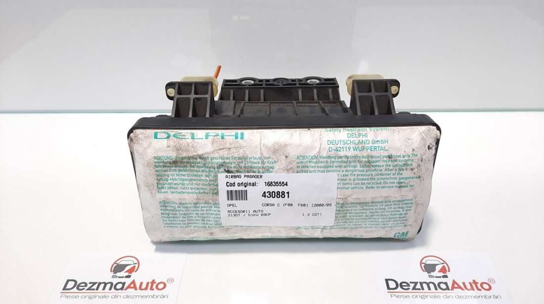 Airbag pasager, Opel Corsa C (F08, F68) [Fabr 2000-2005] 1.3 cdti, Z13DT, 16835554 (id:430881)