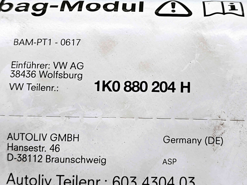 Airbag pasager Volkswagen Golf 5 Plus (5M1) [Fabr 2005-2008] 1K0880204H