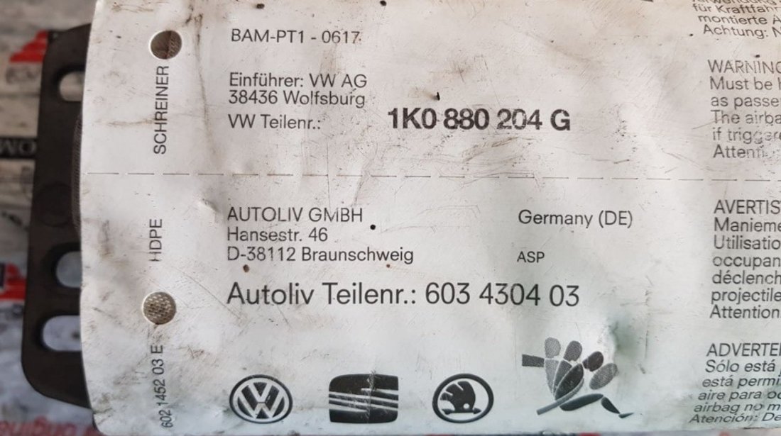 Airbag pasager VW Golf 5 cod piesa : 1K0880204G
