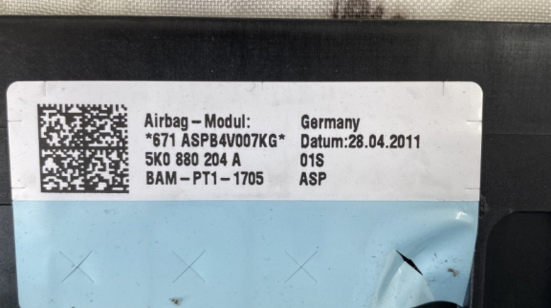 Airbag pasager VW Tiguan 2.0TDI,4x4, Manual LQU sedan 2011 (5K0880204A)