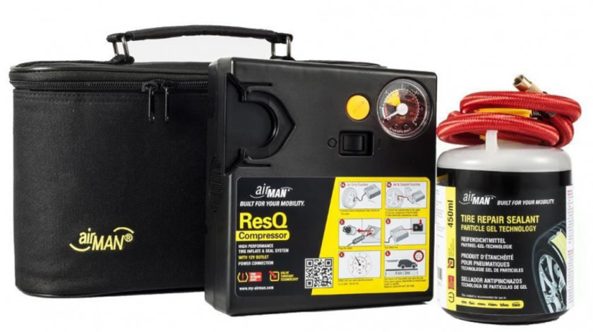 Airman Kit Reparatie Anvelopa Cu Compresor+Solutie 450ML