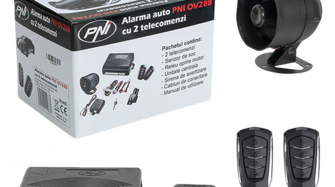 Alarma Auto Cu 2 Telecomenzi Si Modul Inchidere Centralizata (fara Actuatori)(include Taxa De Timbru Verde) Pni PNI-OV288