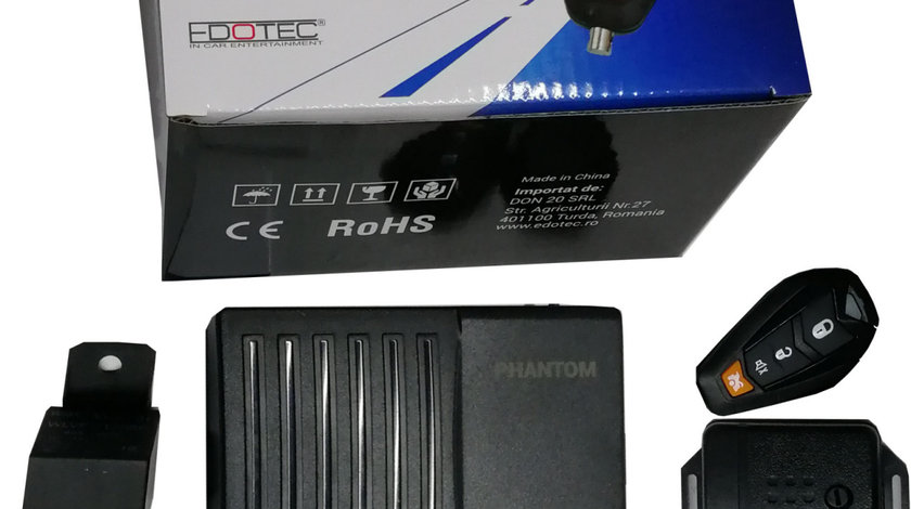ALARMA AUTO EDOTEC PHANTOM CA011 CU 2 TELECOMENZI SI MONTAJ CALIFICAT IN TOATA TARA!