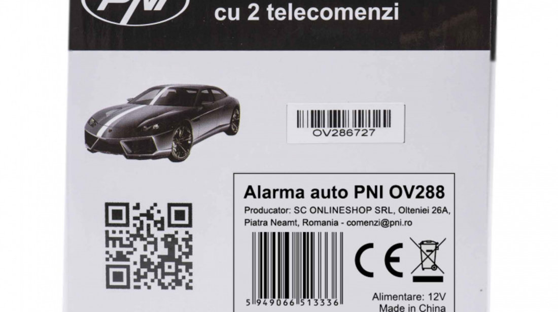 Alarma auto PNI OV288 cu 2 telecomenzi si modul inchidere centralizata PNI-OV288