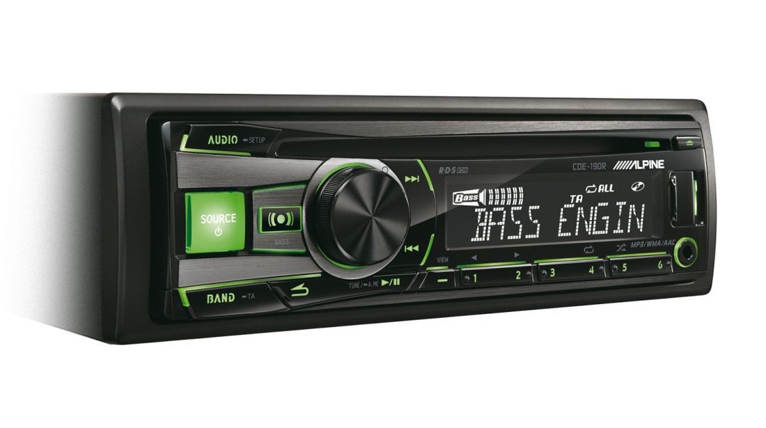 ALPINE CDE-190R RADIO-CD MP3 Player Auto Cu USB AUX Leduri Rosii / Verzi Montaj In Toata Tara