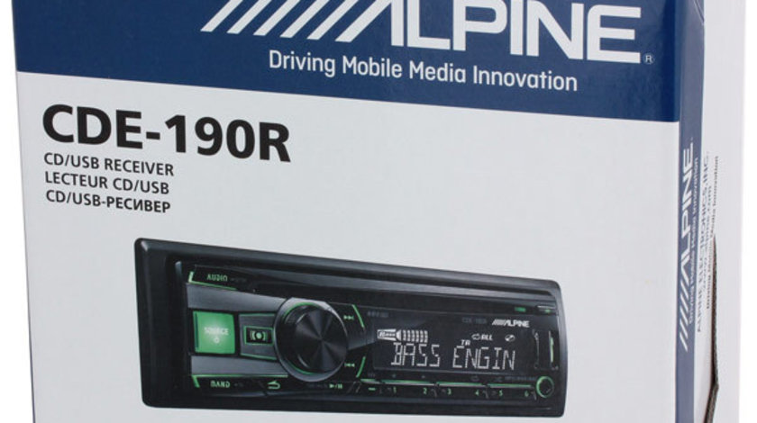 ALPINE CDE-190R RADIO-CD MP3 Player Auto Cu USB AUX Leduri Rosii / Verzi Montaj In Toata Tara
