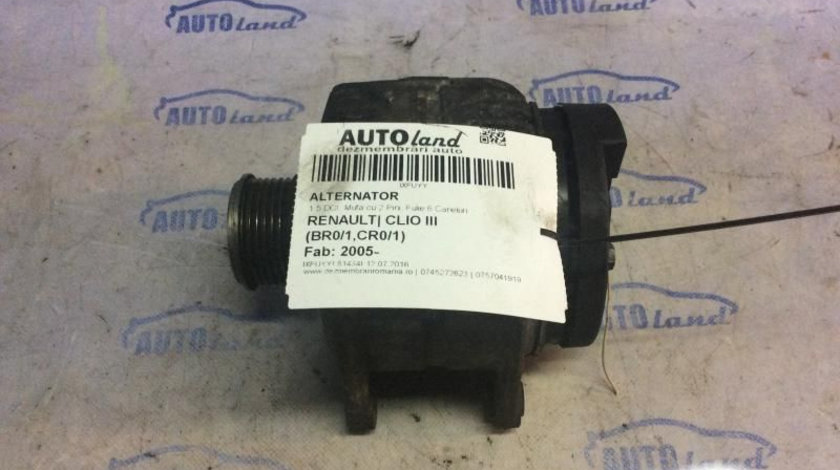 Alternator 0124425093 1.5 DCI, Mufa cu 2 Pini, Fulie 6 Caneluri Renault CLIO III BR0/1,CR0/1 2005