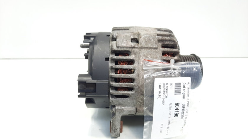 Alternator 140A, Valeo, cod 06F903023C, VW Golf 5 Plus (5M1), 2.0 TDI, BKD (pr:110747)