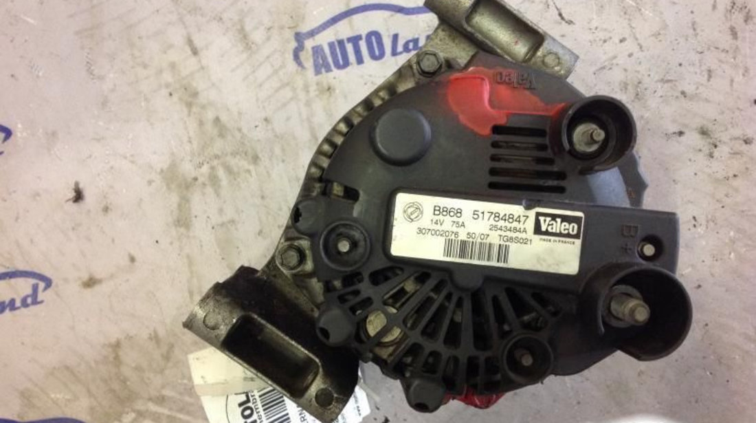 Alternator 51784847 1.3 16V JTD, 6 Can, 75 A Fiat PUNTO Van 188AX 2000