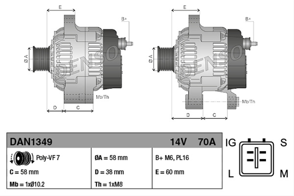 Alternator Denso Toyota DAN1349