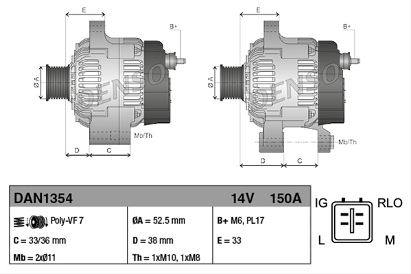 Alternator Denso Toyota DAN1354
