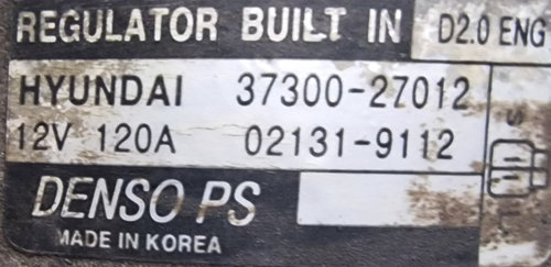 Alternator Hyundai Tucson \ Kia Sportage 2.0CRDI D4EA cod 37300-27012