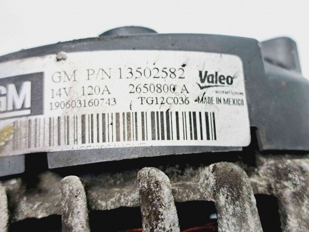 Alternator Opel Insignia A [Fabr 2008-2016] 13502582 2.0 A20DTH 2.0 A20DTH 110KW / 150CP