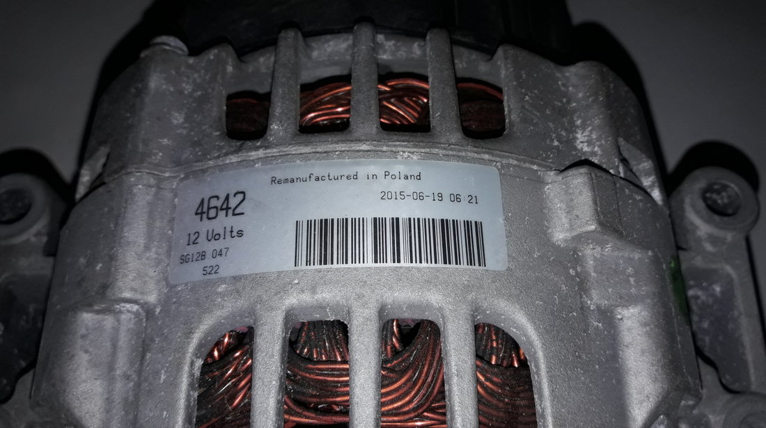 Alternator original Audi/VW, Audi A4 B6, 2001, 2.0 benzina, 131 CP, motor ALT, an 2015, SG12B 047