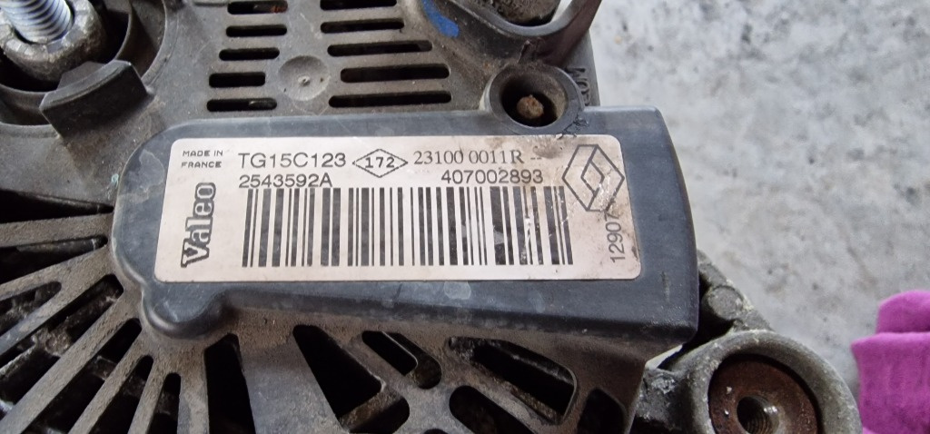 Alternator Renault Laguna 3 Megane 2.0 benzina cod TG15C123