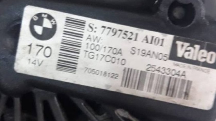 Alternator VALEO 170A 7797521 bmw m6 e63 s85 507 cai