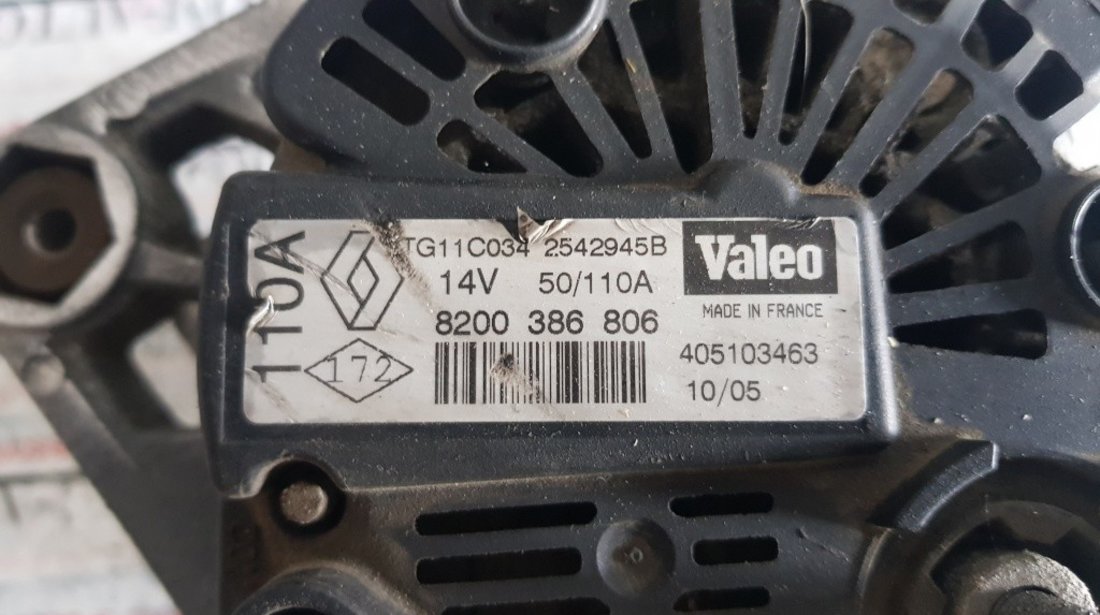 Alternator Valeo original 110A Dacia Duster 1.6 16v 4x4 105cp 8200386806