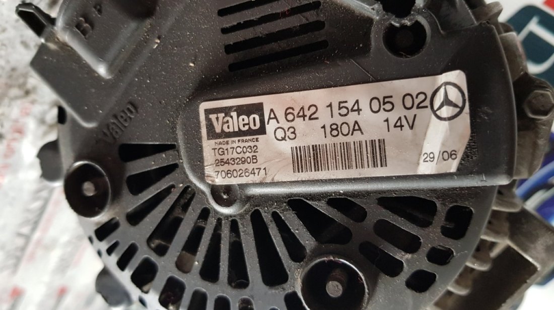 Alternator Valeo original 180A Mercedes-Benz Clasa R W251 280 3.0CDi 190cp A6421540502