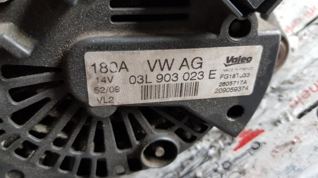 Alternator Valeo original 180A VW Caddy 4 2.0TDi 110 / 140cp 03L903023E