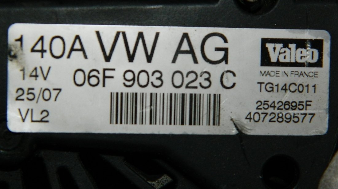 Alternator VW Passat VII 2.0 TDI model 2009
