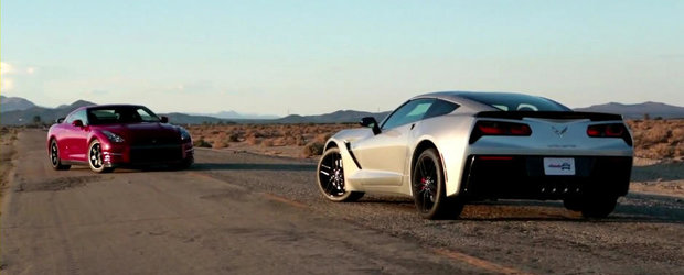 America vs Japonia: Noul Corvette Stingray, fata in fata cu Nissan GT-R Track Edition