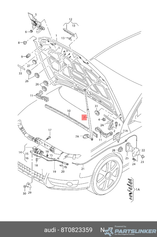 Amortizor capota motor Audi A4 B8 (8K) Avant 2011 2.0 TDI OEM 8T0823359