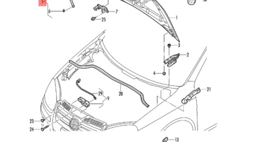 Amortizor capota motor Volkswagen Golf 6 Hatchback 2010 OEM 5K0823359D