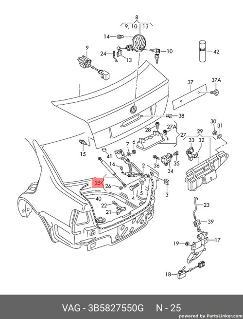 Amortizor capota portbagaj Volkswagen Passat B5.5 berlina 4motion 2003 negru LC9Z OEM 3B5827550G