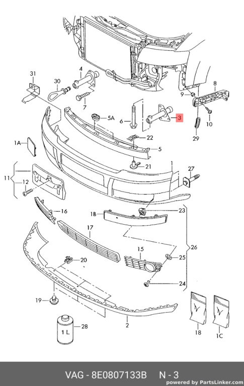 Amortizor traversa fata Audi A4 8E 2002 2003 Sedan OEM 8E0807133B