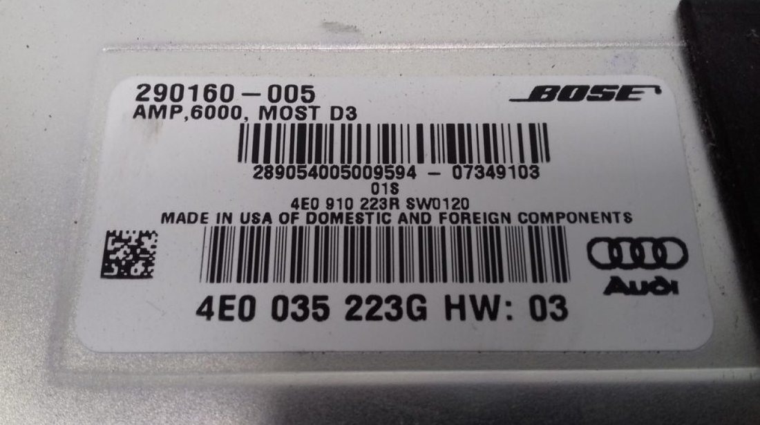 Amplificator Audi A8, 4E0035223G, 4E0910223R