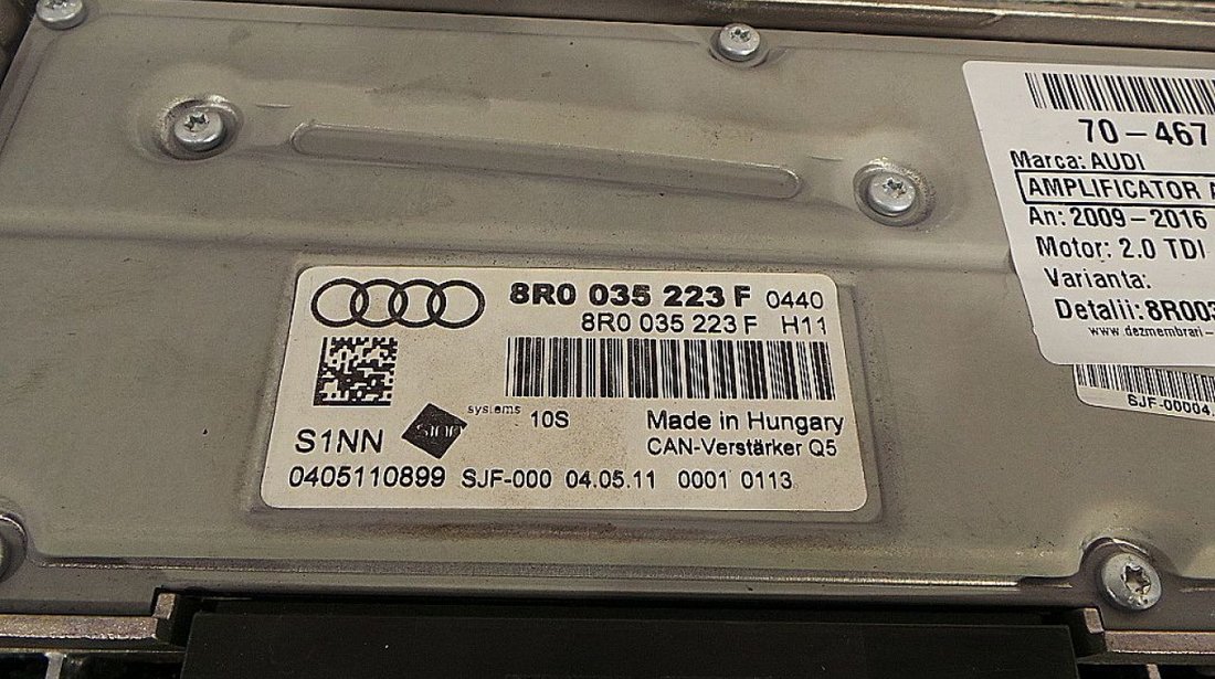 AMPLIFICATOR AUDIO AUDI A4 ALLROAD A4 ALLROAD 2.0 TDI - (2009 2016)