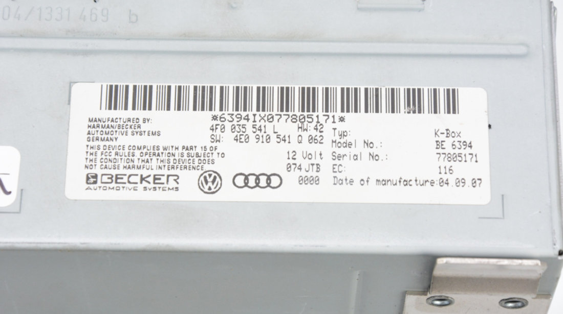 Amplificator Audio Audi A6 (4F, C6) 2004 - 2011 Motorina 4F0035541L, 4E0910541Q