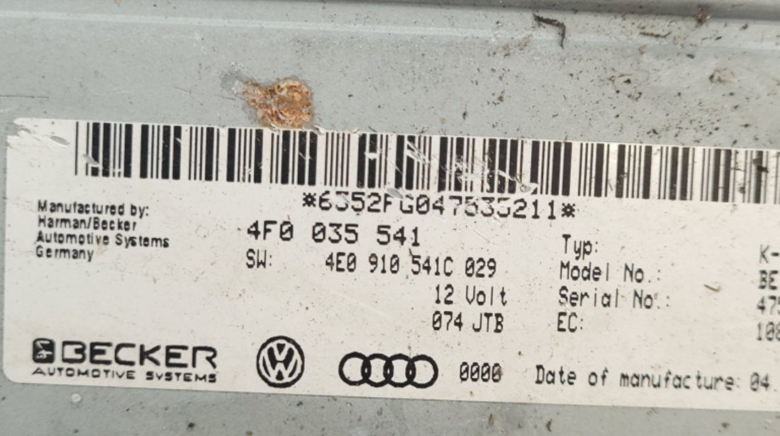 Amplificator Audio Audi A6 (4F, C6) 2004 - 2011 4F0035541, 4E0910541C029, 6352FG047535211