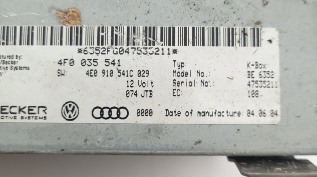 Amplificator Audio Audi A6 (4F, C6) 2004 - 2011 4F0035541, 4E0910541C029, 6352FG047535211