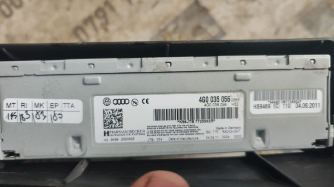 Amplificator audio Audi A6 C6 2.0 TDI 170 Cp / 125 KW cod motor CAH , an 2011 cod 4G0035056