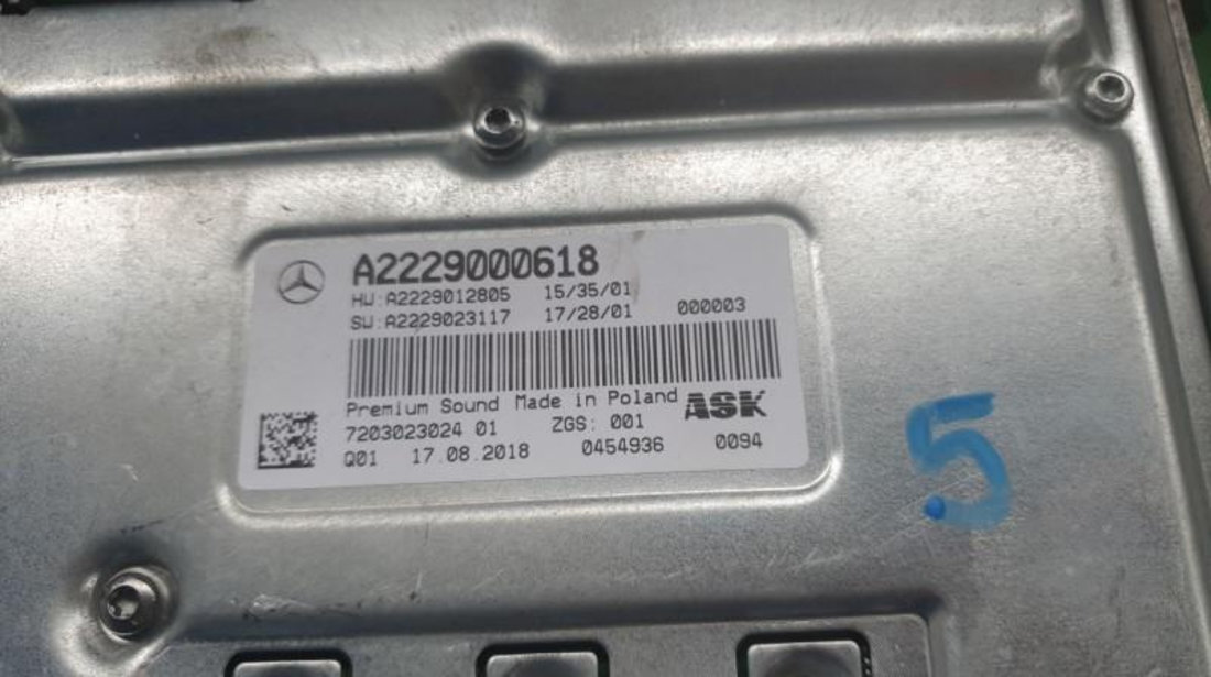 Amplificator audio Mercedes E-Class (2016->) [W213] a2229000618
