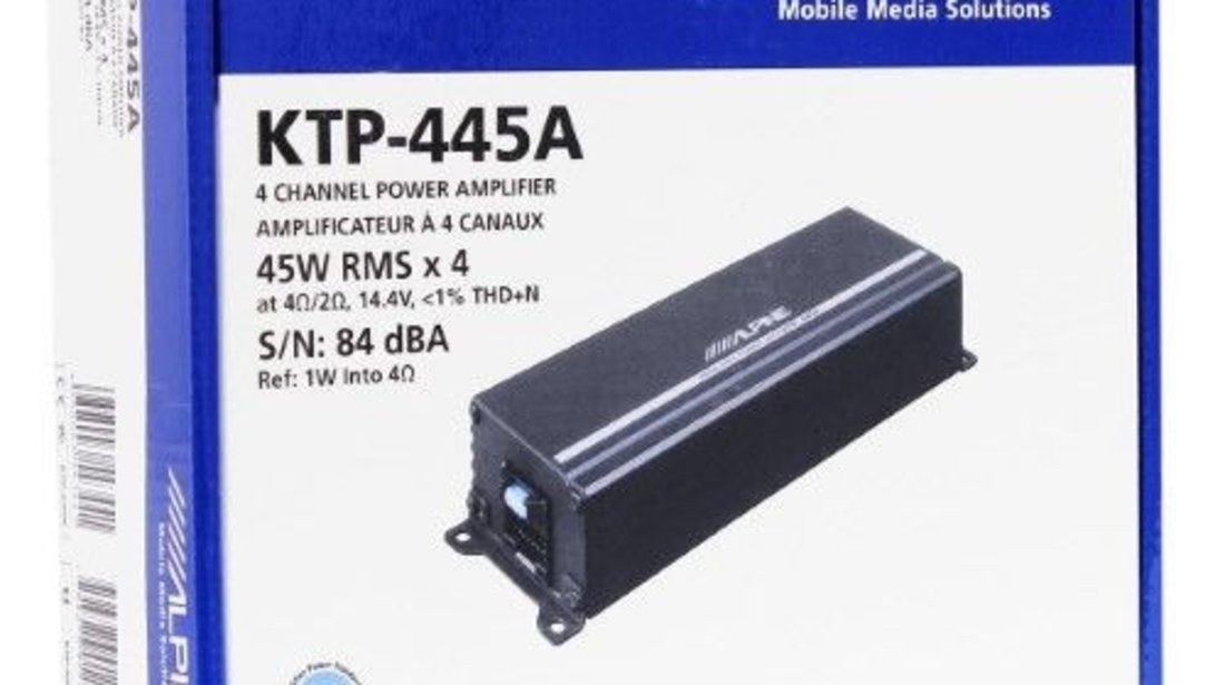 Amplificator Auto Digital Alpine KTP-445A 180W RMS 4 Canale 4 x 100W