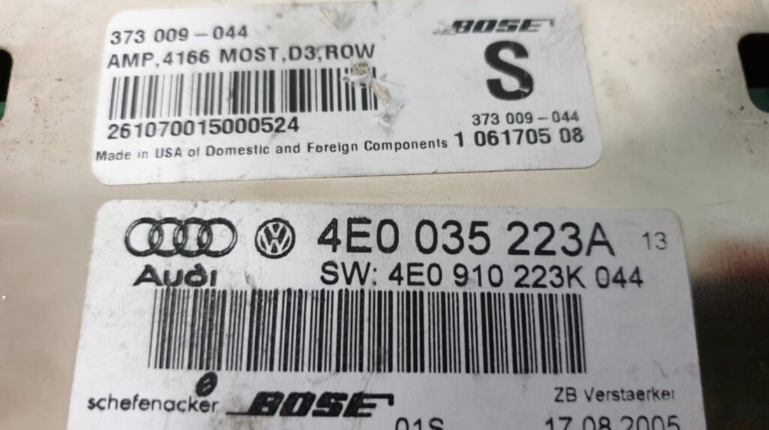 Amplificator BOSE Audi, 4E0035223A, 4E0910223K, 373010044
