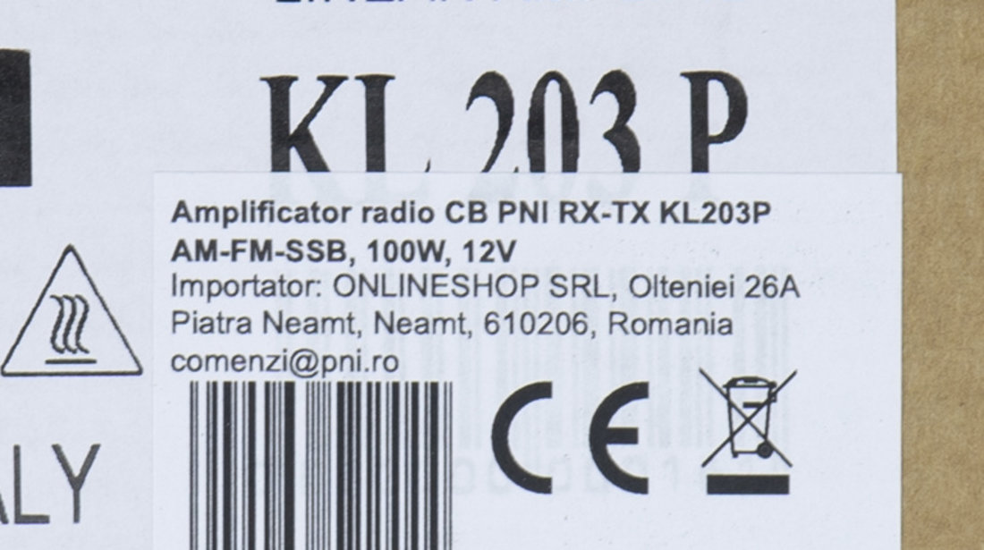 Amplificator radio CB PNI RX-TX KL203P, AM-FM-SSB, 100W, 12V PNI-KL-203P