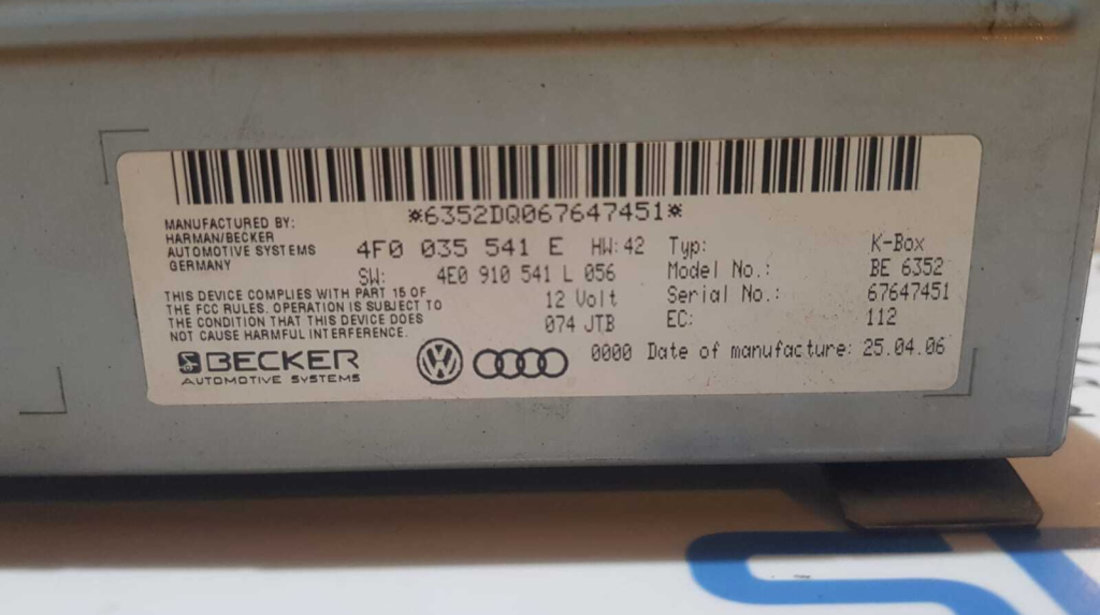 Amplificator Unitate Control Radio Navigatie MMI Audi A6 C6 4F 2004 - 2011 Cod 4F0035541E 4E0910541L