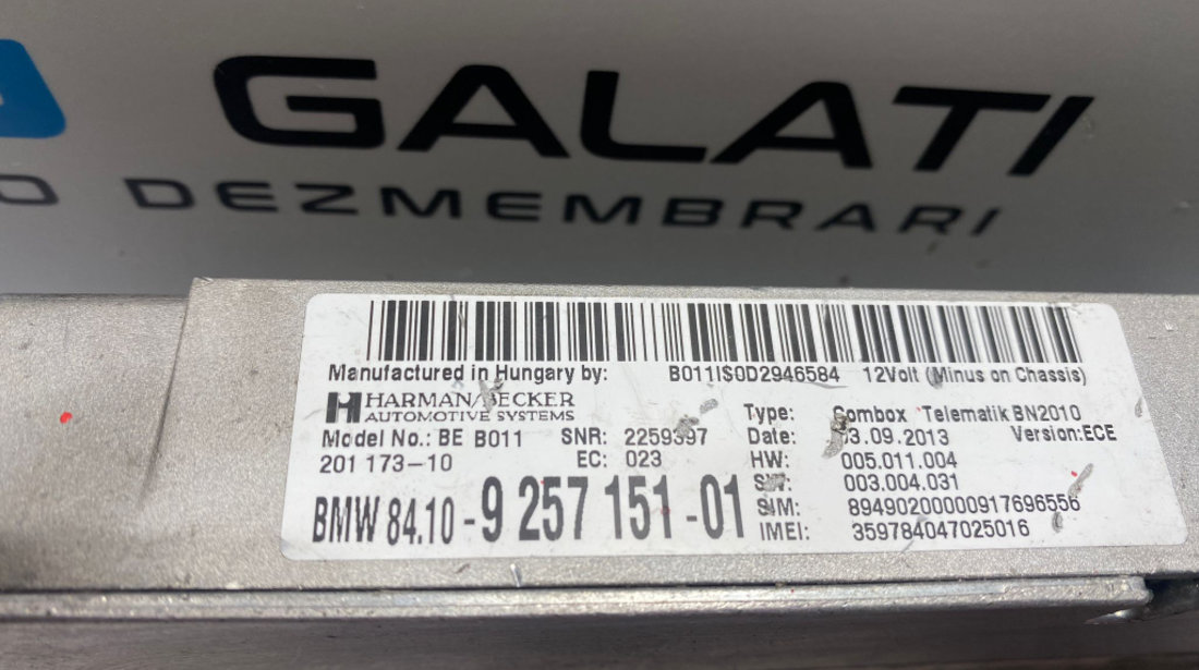 Amplificator Unitate Modul Calculator Combox Bluetooth Harman Becker BMW Seria 3 F30 F31 F80 2011 - 2019 Cod 9257151 925715101 [1160]