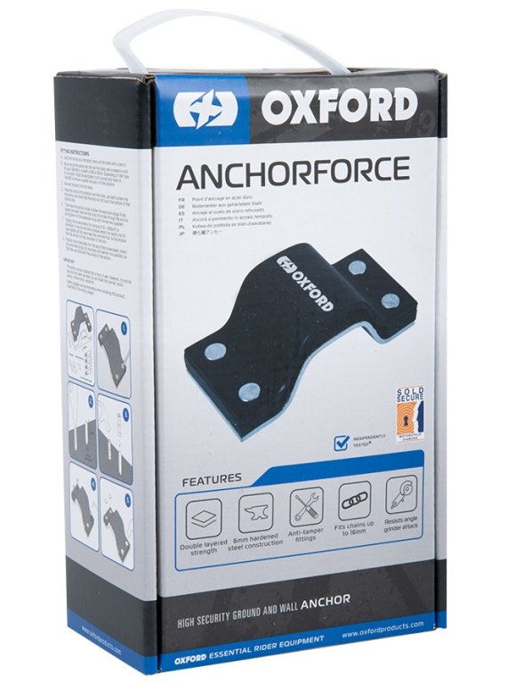 Ancora Lant Antifurt Moto Oxford AnchorForce Ground Anchor Otel Negru LK404