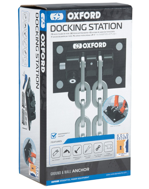 Ancora Lant Antifurt Moto Oxford Docking Station Anchor Otel Negru LK401