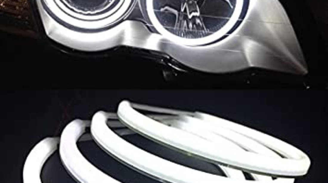 Angel Eyes Cotton Bmw Seria 3 E46 1998-2005 Cu Lupa Lumina Alba DRL + Semnalizare Galbena Cod H-COT-WY06 260321-7