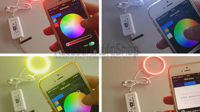 Angel Eyes Multi Color RGB Control din Telefon Android / IOS BMW E46 Seria 3 1998-2005
