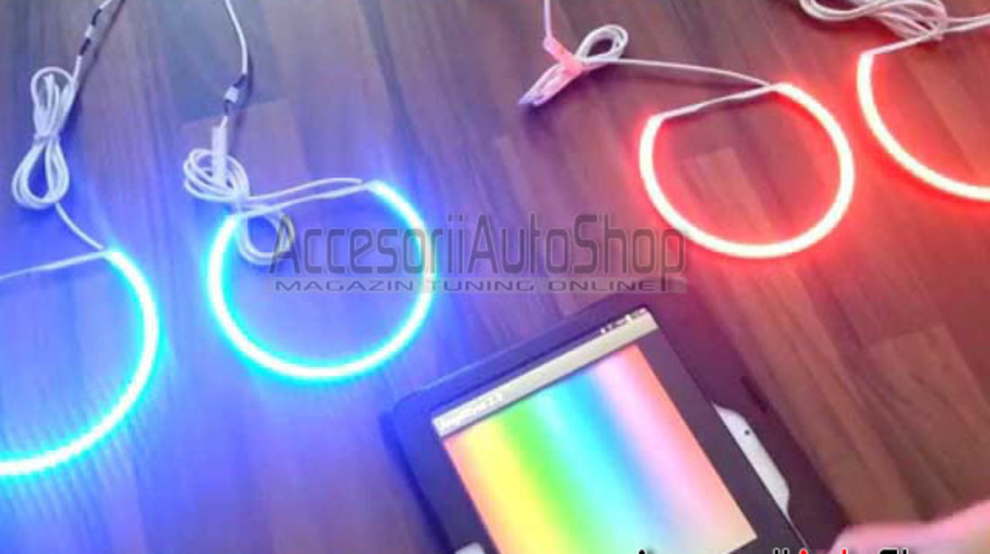 Angel Eyes Multi Color RGB Control din Telefon Android / IOS BMW E46 Seria 3 1998-2005