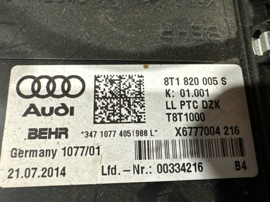 Ansamblu aeroterma completa 8T1820005S Audi A5 B8 Sportback (8TA) 2.0 TDI 136 cai