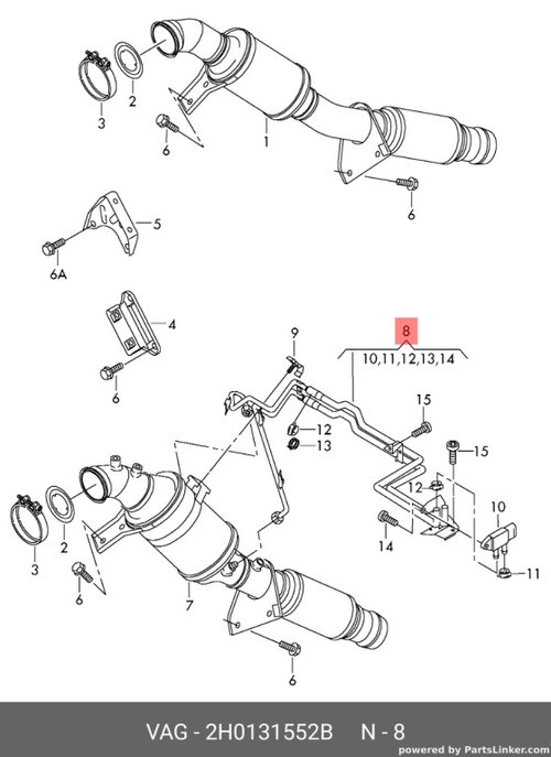 Ansamblu conducta si senzor presiune DPF 2.0 Bi -TDI CSHA Volkswagen Amarok 2014 2015 OEM 2H0131552B