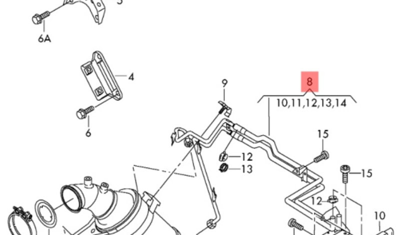 Ansamblu conducta si senzor presiune DPF 2.0 Bi -TDI CSHA Volkswagen Amarok 2014 2015 OEM 2H0131552B